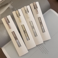 4 stylos à bille à encre noire parfumée au café, couleur beige, avec encre gel à séchage rapide, plus 4 pochettes en papier blanc