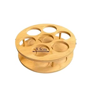 Wooden Rotating Storage Rack Double Layer Round 360 Degree Turntable For Kitchen <b>Spice</b> <b>Jars</b> Household Organization - Product Image 5