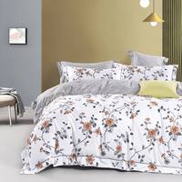Parure de lit florale en polyester, housse de couette quatre pièces, ensemble de literie imprimé en tissu floral, 2 taies d'oreiller, parure de lit respirante