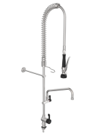 Robinet de pré-rinçage professionnel tout SUS304, gâchette ergonomique à faible effort, douchette 2 jets et bec pivotant 12 po