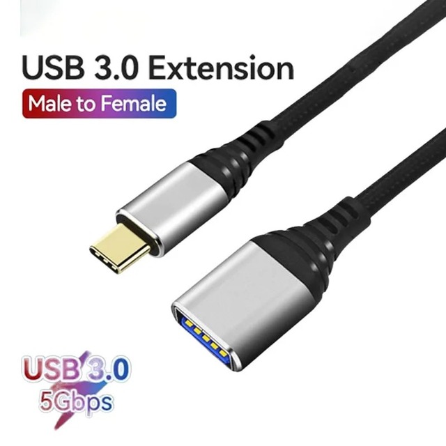 USB Type-C Male to USB-A Female OTG Adapter 5Gbps Data Transfer & Charge Extension Cable Brand New