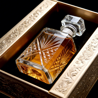 Bouteille à spiritueux en verre de luxe personnalisée, transparente, 700 ml, 800 ml, gravure en relief, cristal, carrée, pour whisky