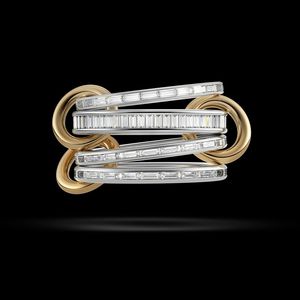 Argent or deux tons couleur mode doigt bijoux glacé Bling lunette Rectangle CZ éternité bande anneaux empilables - Product Image 3