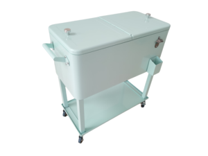 Chariot de refroidisseur de glace en métal de patio avec des roues Boîte de refroidisseur de bière pour le refroidisseur de roulement de boisson - Product Image 4