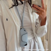 Étui à lunettes rétro en PU, portable, avec cordon de fermeture, sac à suspendre au cou, tendance, unisexe, pour lunettes de myopie, anti-pression