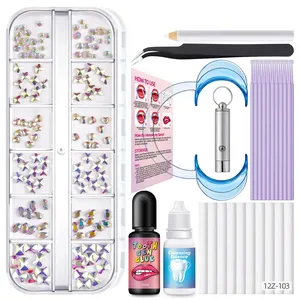 Kit de décoration dentaire avec pierres précieuses pour les dents, lampe de polymérisation et colle, pierres précieuses solides en cristal pour les dents 250226 - Product Image 2