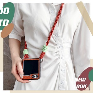 Nouvelle arrivée, étui de téléphone pliable avec cordon tissé, pour Z Flip 8/7/6/5/<span class=keywords><strong>4</strong></span>/3, housse de protection anti-chute pour Motorola 50 Ultra - Product Image 4