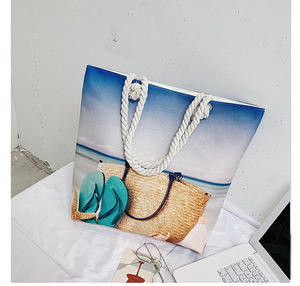 <span class=keywords><strong>กระเป๋า</strong></span>ผ้าแคนวาสแวกซ์สำหรับผู้หญิงชายหาดกระเป๋าช้อปปิ้ง - Product Image 3