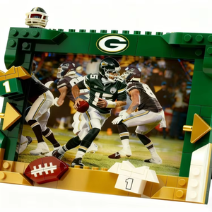 Cadre photo créatif en blocs <span class=keywords><strong>de</strong></span> construction DIY compatible avec <span class=keywords><strong>LEGO</strong></span>, thème football américain, pour l'affichage d'objets <span class=keywords><strong>de</strong></span> collection - Product Image 1