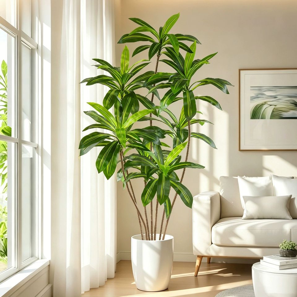 Realistic Faux Dragon Tree Plastic Floor Plant UV Resistant Washable ...