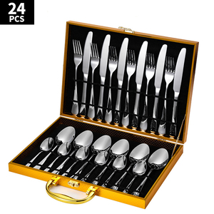 Juego de Cubiertos de Acero Inoxidable de 24 Piezas con Diseño Moderno y Acabado Espejo, con Estuche, Fácil de Limpiar y Reutilizable para Banquetes de Boda y Fiestas - Product Image 4