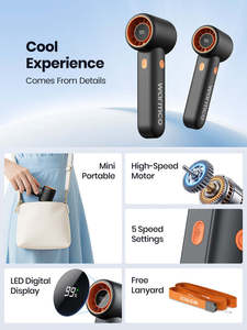 H5 15000RPM High-Speed <b>Bladeless</b> Portable Mini Handheld <b>Fan</b> Brushless Motor 5000mAh Battery Turbo Function for Outdoor Travel - Product Image 4