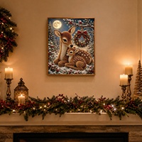 Kit de peinture perlée DIY pour décoration intérieure, fourni par le fabricant, avec motif de renne de dessin animé, idéal comme coffret cadeau de Noël
