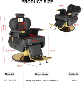 Poltrona da Barbiere di Lusso con Sollevamento, Sedia Speciale per Parrucchieri, Arredamento per Salone di Bellezza - Product Image 2