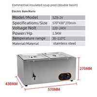 Vitrine chauffante commerciale en acier inoxydable, comptoir de service isotherme pour restauration rapide, pot à soupe chauffant électriquement
