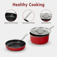 Ensemble de casseroles en aluminium avec revêtement antiadhésif, couvercle et poignée en verre, ensemble de casseroles et poêles de cuisine, facile à nettoyer