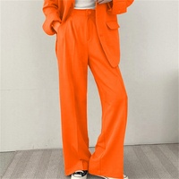 Nouvel Ensemble Blazer et Pantalon Décontracté Taille Haute à Manches Longues Coupe Ample Style Européen et Américain pour Femme