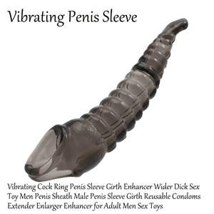 Reusable, textured, elastic penile sheath with vibration function and testicular stretch <b>ring</b> (wholesale) - Product Image 5