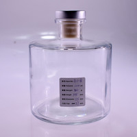 Bouteille en verre ronde transparente extra large de 500 ml, 1000 ml, 1 litre pour diffuseur de parfum d'ambiance et d'aromathérapie domestique avec bouchon en liège