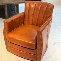 Fauteuil inclinable individuel en cuir véritable huilé de style américain haut de gamme, fauteuil pivotant rétro, chaise de loisirs pour salon, villa, club-house