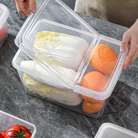 Boîtes de rangement pour réfrigérateur en plastique PET sans BPA, transparentes, empilables, avec demi-couvercle hermétique, écologiques, pour fruits et légumes