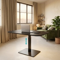 Grande table moderne en métal à plateau réglable en hauteur pneumatiquement, à une seule jambe, multi-usages pour la maison, le bureau, la salle à manger