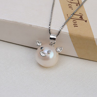 Pendentif cochon baroque en argent S925 fait main DIY, collier de perles irrégulières, support creux pour femme, plateau vide, accessoire de fabrication de bijoux