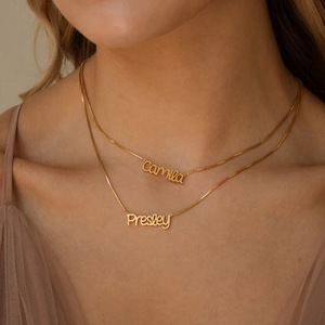 Collana Personalizzata con <span class=keywords><strong>Nome</strong></span> <span class=keywords><strong>per</strong></span> Donne e Ragazze, Delicata Catena a Doppia Fila, Choker, Regalo di Compleanno, Gioiello con Lettere Fatto a Mano - Product Image 4