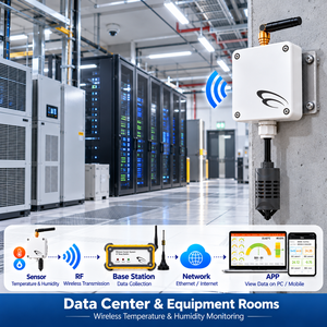 64 Channels <b>Wireless</b> <b>Temperature</b> Humidity <b>Sensor</b> Data Center & Equipment Rooms <b>Wireless</b> <b>Temperature</b> & Humidity Monitoring - Product Image 1