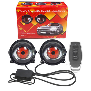 Luces de lente de ojos de diablo de coche de 3 pulgadas 12-36V Demon Red Eye Dynamic montaje de Faro de motocicleta con Control remoto Auto Retrofit - Product Image 6