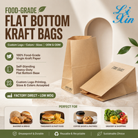 Sacs d'emballage alimentaire en papier kraft à fond plat avec logo personnalisé, résistants à la graisse, pour pain, boulangerie, plats à emporter, épicerie, collations, sacs en papier pour le stockage
