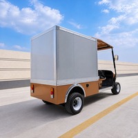 Carro de golf eléctrico de 2 plazas con caja de carga cerrada y acero reforzado para logística de almacén y catering