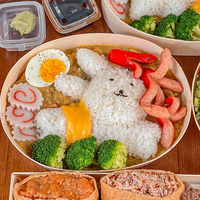 Boîte d'emballage de restauration à emporter jetable en bois de service ovale pour soupe de riz, salade de Spaghetti, bol de nouilles, boîte d'emballage de déjeuner de gogo Bento