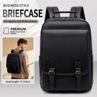 Mochila de Viaje para Portátil, de Cuero PU Premium, Impermeable, Resistente, Transpirable, con Cierre, Ligera, de Gran Capacidad, Acolchada, para Oficina