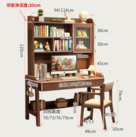 Bureau d'étude en bois massif avec huche et armoire à porte vitrée, bureau d'écriture ergonomique réglable en hauteur pour enfants, vente en gros pour chambre à coucher