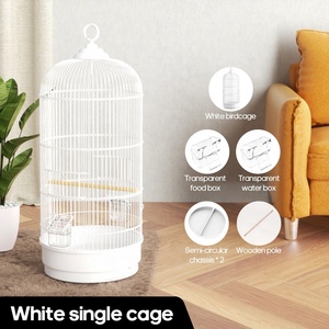Toptan üreme kafesi papağan yuvarlak şekil kuş papağan <span class=keywords><strong>stand</strong></span>ı kafes kanca ile beyaz papağan kuş taşıyıcı kafes ile ayakta - Product Image 6