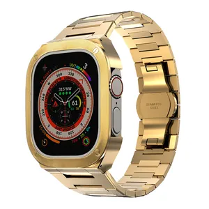 Correa de acero inoxidable para iwatch, funda de lujo para Apple Watch, Kit de Mod Ultra de 49mm, correa de goma de silicona, pulsera de reloj