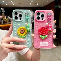 Étui de téléphone portable de luxe avec chaîne florale couleur bonbon pour Tecno POP 8, pour SPARK GO 2024