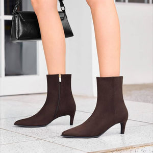 Bottines de haute qualité pour femmes chaton talon bas bout pointu chaussons fermeture éclair latérale chaussures d'automne - Product Image 4