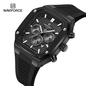 NAVIFORCE 8037 <span class=keywords><strong>BBB</strong></span> All Black Silicone Big Dial Small Three Needle Relojes de pulsera de cuarzo para hombres Luxury Small Three Needle Watches - Product Image 1