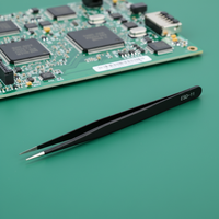 Vetus ESD Pinzette Pro Präzisions-Gebogene Pinzette Antistatisch SMD Schwarz Feinspitzen-Pinzette ESD-11