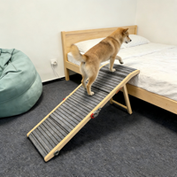 Rampe d'escalier pliable pour chien en bambou, réglable en hauteur sur 5 niveaux, design pliable, pour hôtel, extérieur, escaleras para perros