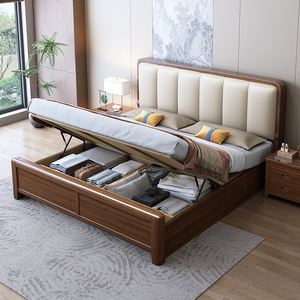 Solid Oak Modern Wall <b>Bed</b> <b>With</b> <b>Storage</b> Platform Design E0 Formaldehyde CARB P2 Certified for <b>Queen</b>/King/Full Sizes Y-002 This So - Product Image 3