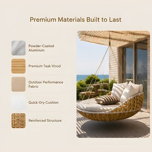 Modern Outdoor Garden Patio Lounge Sun <b>Bed</b> Villa Hotel Aluminum Rattan <b>Swings</b> Daybed Courtyard Living Room Uv Resistant - Product Image 3