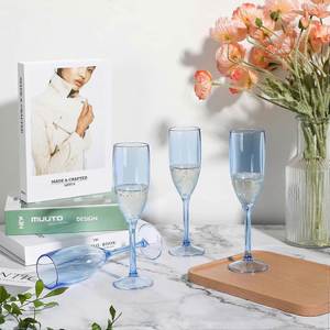 Verres à vin en plastique bleu réutilisables, flûtes à champagne incassables, coupes à toast en acrylique résistantes aux chocs pour la restauration et les fêtes - Product Image 5