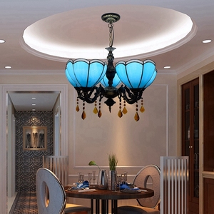 Lustre Moderne Luxe pour Maison Chambre Cuisine Bar Foyer Lustre à Cinq Têtes Style Tiffany Vitrail Suspension - Product Image 2