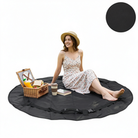 Tapis de pique-nique en polyester durable avec pochette de rangement intégrée, pliable, imperméable, portable, pour voyage, camping, parc, plage, pelouse