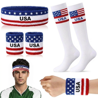 Ensemble d'articles de sport patriotiques avec logo personnalisé et drapeau national : Bandeau, bracelets, chaussettes et bandeau anti-transpiration pour le soutien des supporters et les cadeaux d'événements sportifs