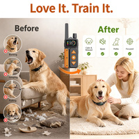 Intelligentes, wiederaufladbares Hundetrainingshalsband mit Fernbedienung, wasserdicht nach IPX7, mit Elektroschock und Vibration für Hunde