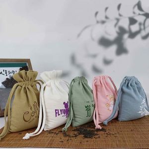 Sacs en toile de jute écologiques personnalisés, petits, moyens et grands, en couleurs assorties, sac en chanvre naturel avec motif de dessin animé - Product Image 2